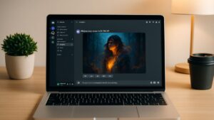 AI-generated artwork with MidJourney on a modern laptop screen
