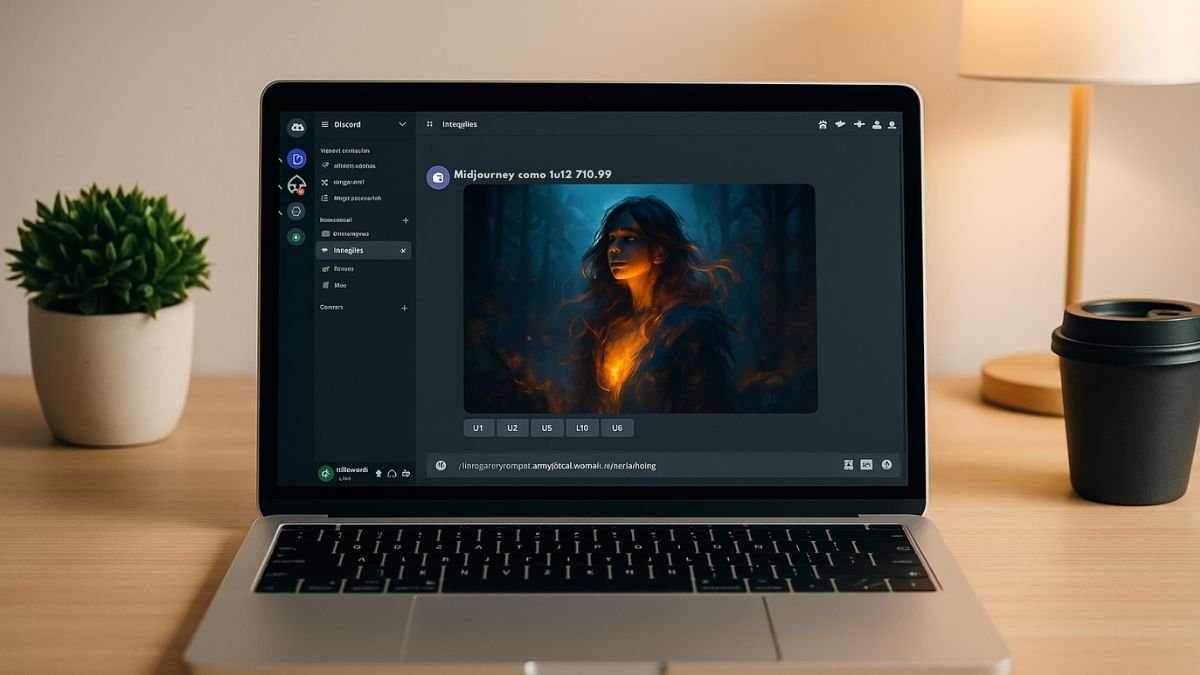 AI-generated artwork with MidJourney on a modern laptop screen