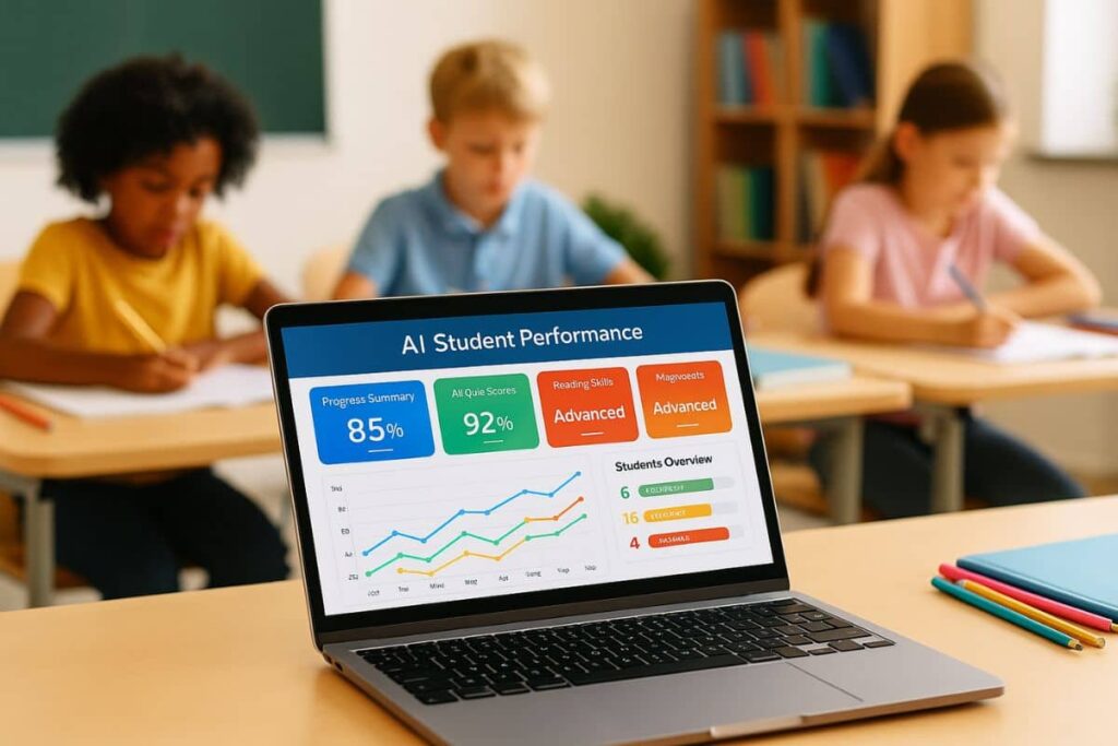Classroom using AI-powered learning dashboard for student progress