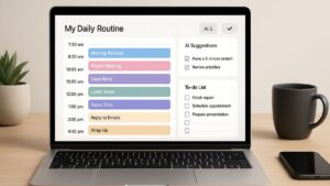 AI routine planning dashboard with daily tasks overview