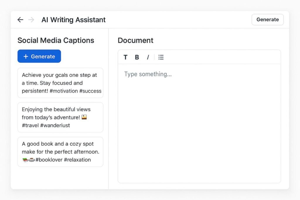 Canva Magic Write interface showing AI-generated caption options