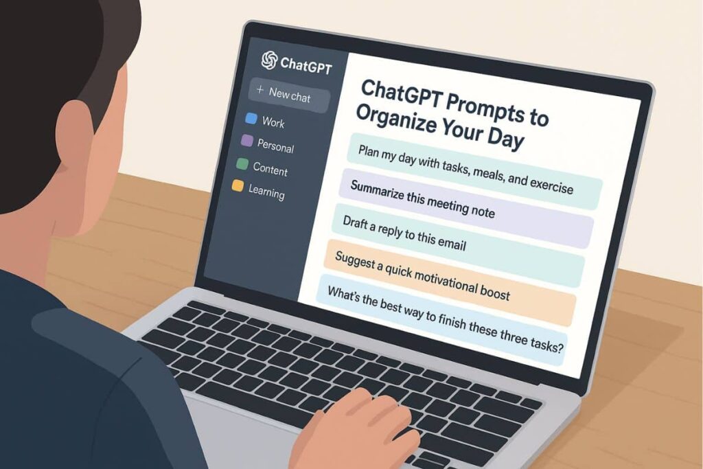 Visual example of ChatGPT daily planning prompts interface