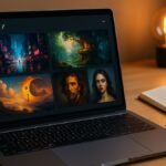 AI-generated art interface showing stunning digital artwork