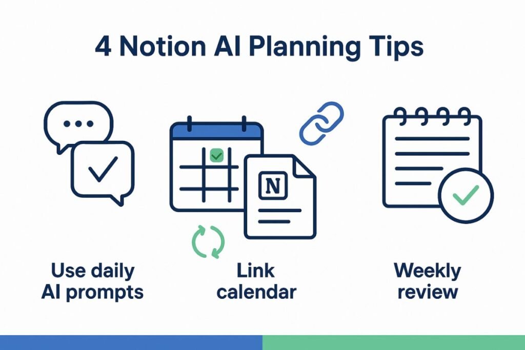 Notion AI for planning: Mock interface of a weekly planner template in a digital workspace