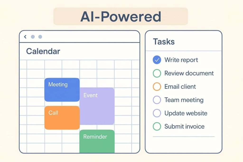 Plan your day with AI: AI smart calendar and task manager interface mockup