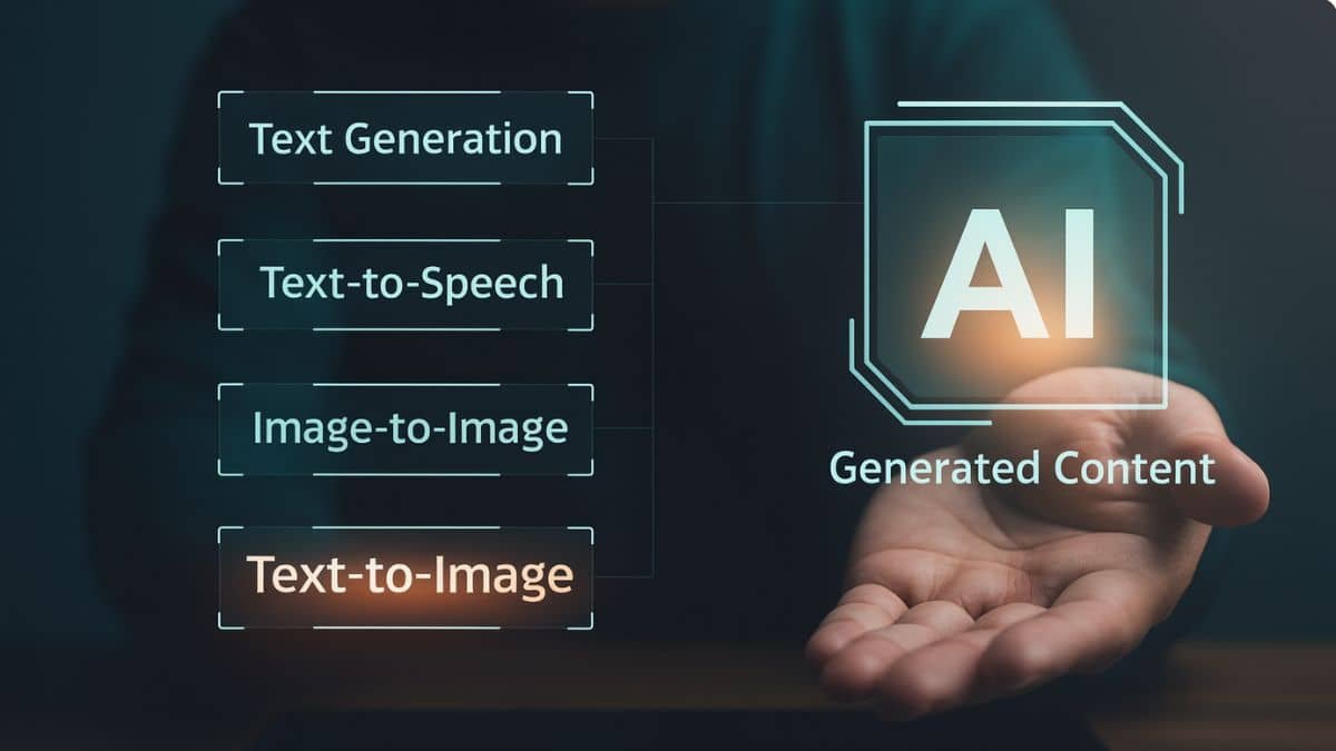AI tools for productivity showing text, image, and speech generation features