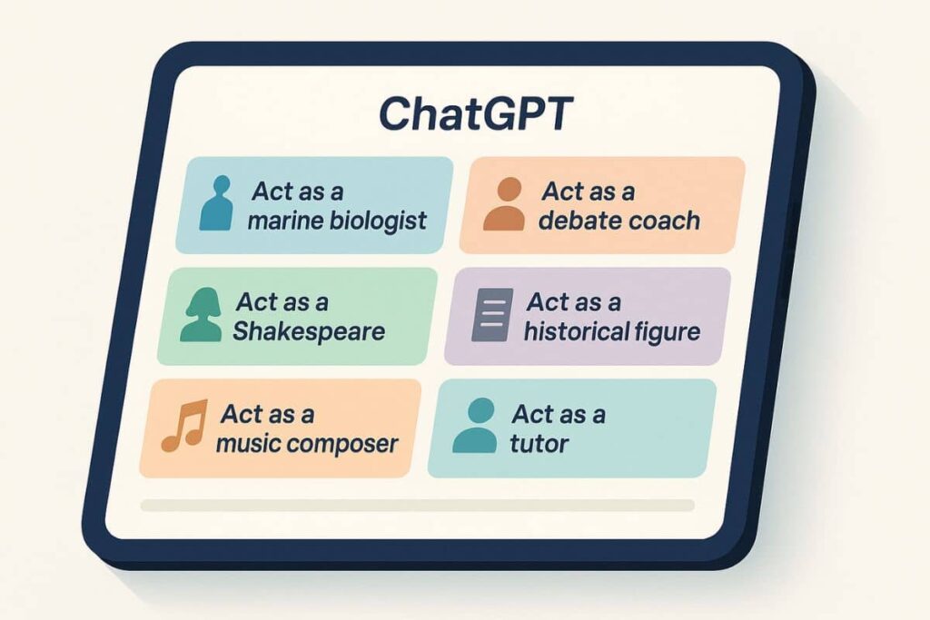 Prompt example showing how ChatGPT acts as different experts in class projects