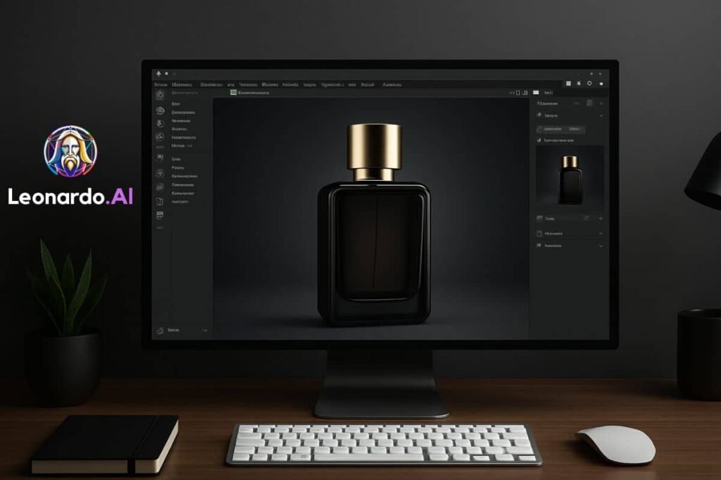 High-quality AI-generated product render on a sleek design interface
