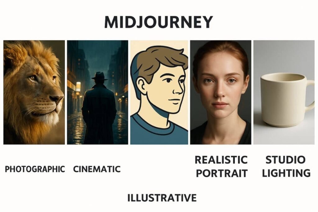 Best styles in Midjourney: Visual comparison of MidJourney styles from photographic to illustrative