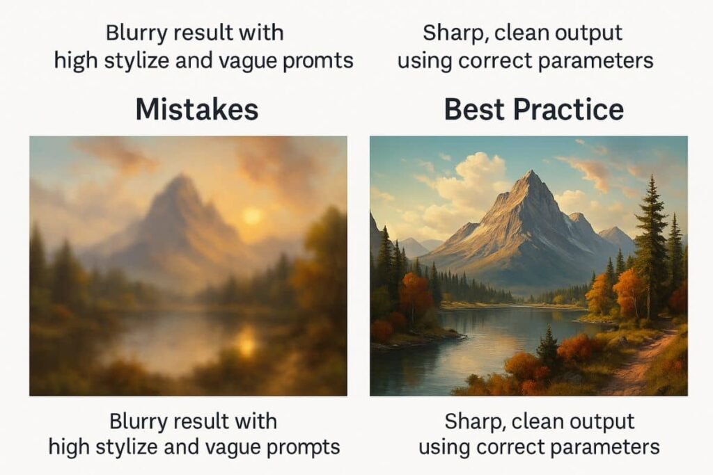 Clean mockups of AI art showing style pairings for MidJourney