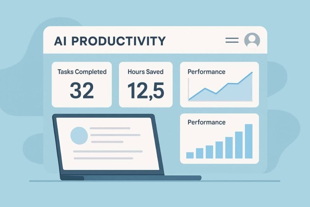 Dashboard showing AI productivity metrics and progress tracking