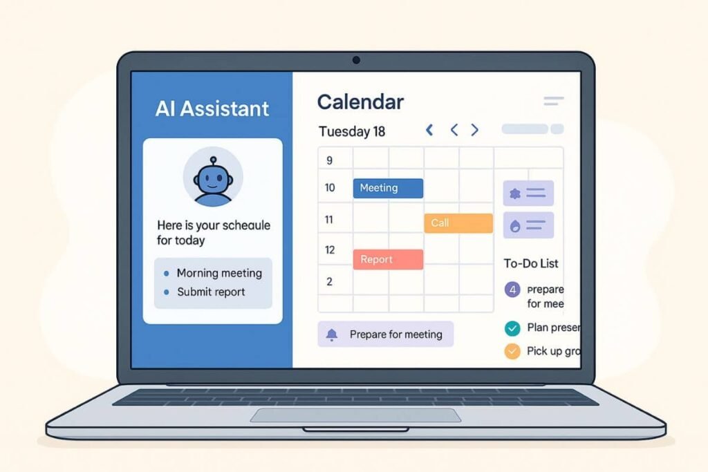 Collaborate with an AI assistant: planning daily tasks on digital calendar interface