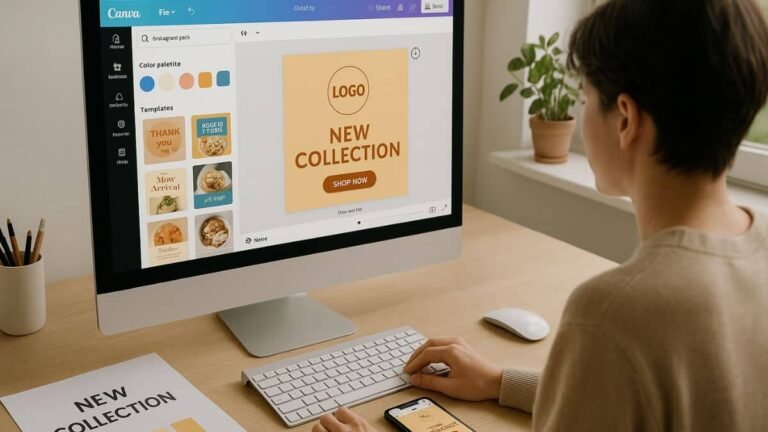 AI-powered dashboard creating a branded Instagram post with Canva
