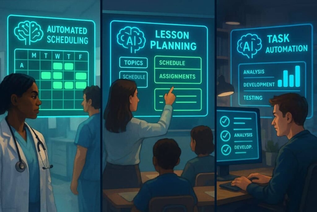 AI planning and automation tools: AI automation in healthcare, education, and startup tech environments