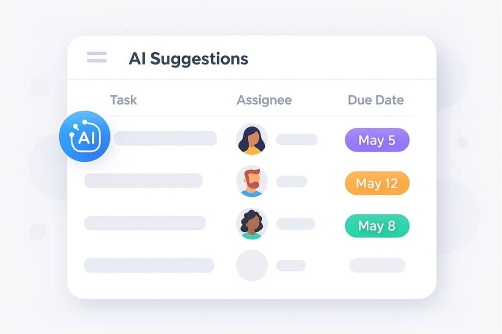Clickup AI content planning: suggesting task assignments and deadlines in a team workflow board